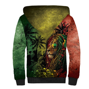 One Love Afro Haiti Sherpa Hoodie Rastafarian Lion Reggae Grunge Style
