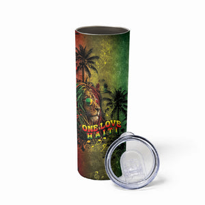 One Love Afro Haiti Skinny Tumbler Rastafarian Lion Reggae Grunge Style