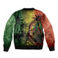 One Love Afro Haiti Sleeve Zip Bomber Jacket Rastafarian Lion Reggae Grunge Style