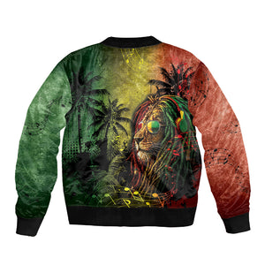 One Love Afro Haiti Sleeve Zip Bomber Jacket Rastafarian Lion Reggae Grunge Style
