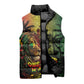One Love Afro Haiti Sleeveless Puffer Jacket Rastafarian Lion Reggae Grunge Style