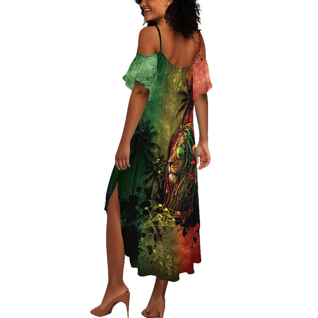 One Love Afro Haiti Summer Maxi Dress Rastafarian Lion Reggae Grunge Style
