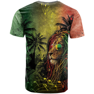 One Love Afro Haiti T shirt Rastafarian Lion Reggae Grunge Style