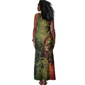 One Love Afro Haiti Tank Maxi Dress Rastafarian Lion Reggae Grunge Style