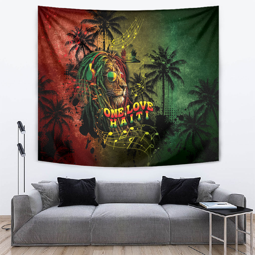 One Love Afro Haiti Tapestry Rastafarian Lion Reggae Grunge Style