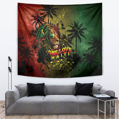 One Love Afro Haiti Tapestry Rastafarian Lion Reggae Grunge Style
