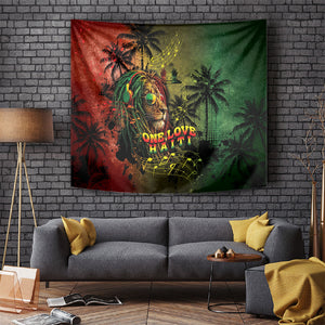 One Love Afro Haiti Tapestry Rastafarian Lion Reggae Grunge Style