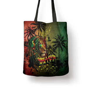 One Love Afro Haiti Tote Bag Rastafarian Lion Reggae Grunge Style