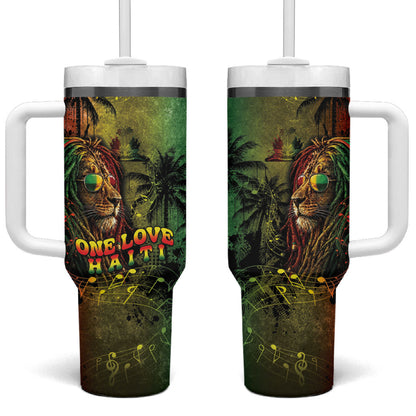 One Love Afro Haiti Tumbler With Handle Rastafarian Lion Reggae Grunge Style