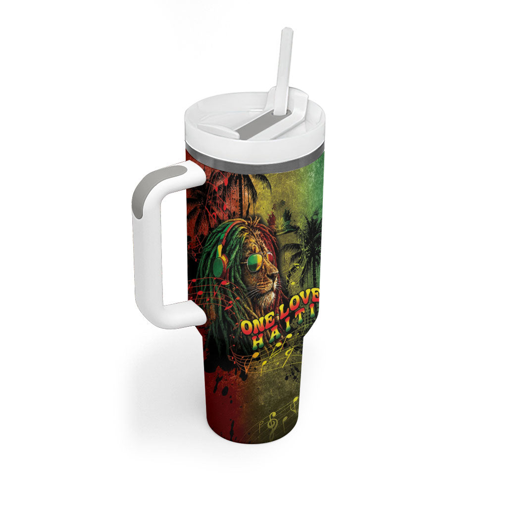 One Love Afro Haiti Tumbler With Handle Rastafarian Lion Reggae Grunge Style