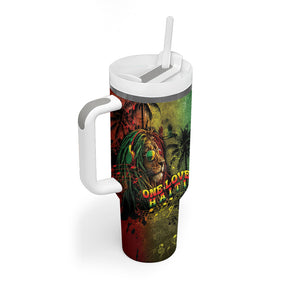 One Love Afro Haiti Tumbler With Handle Rastafarian Lion Reggae Grunge Style