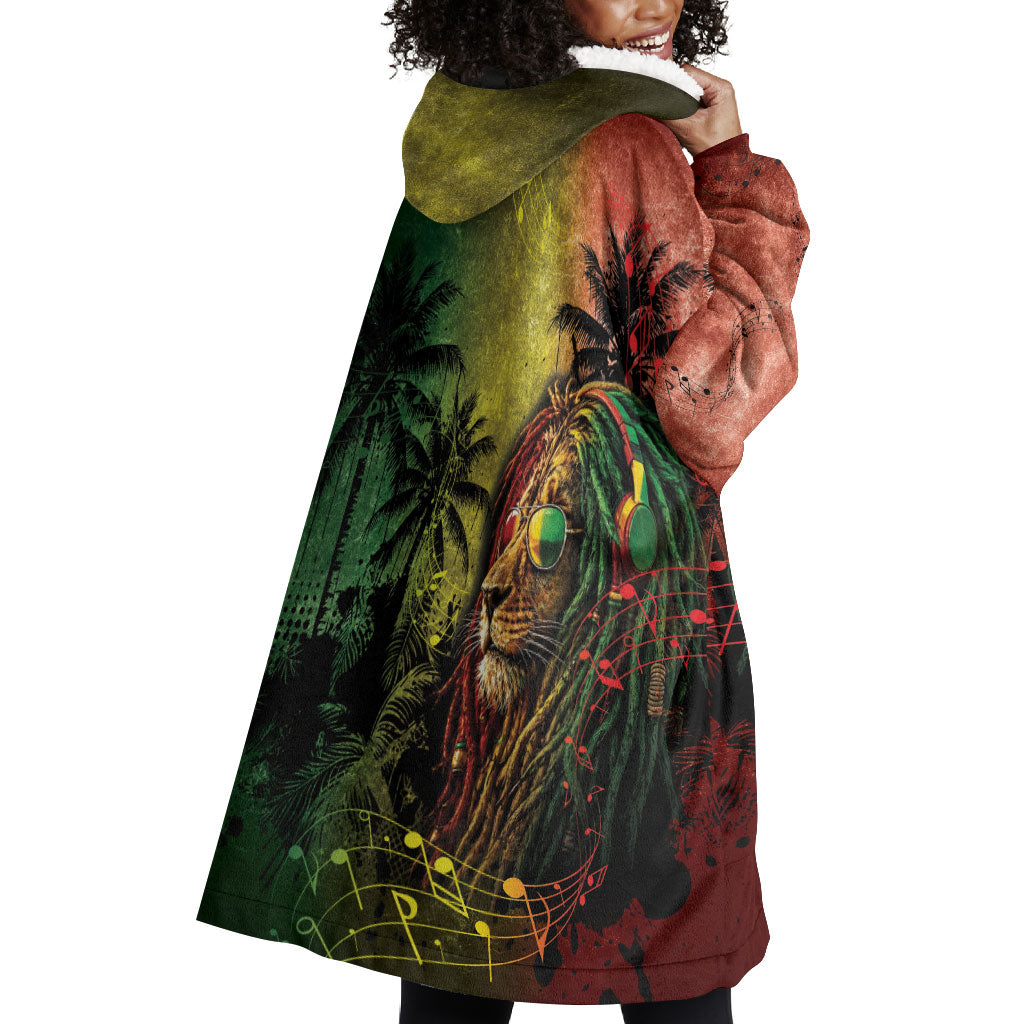 One Love Afro Haiti Wearable Blanket Hoodie Rastafarian Lion Reggae Grunge Style