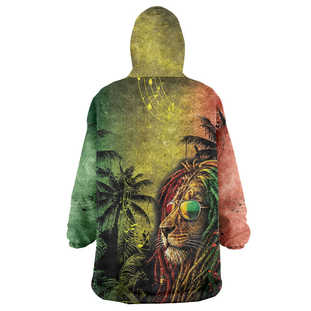 One Love Afro Haiti Wearable Blanket Hoodie Rastafarian Lion Reggae Grunge Style