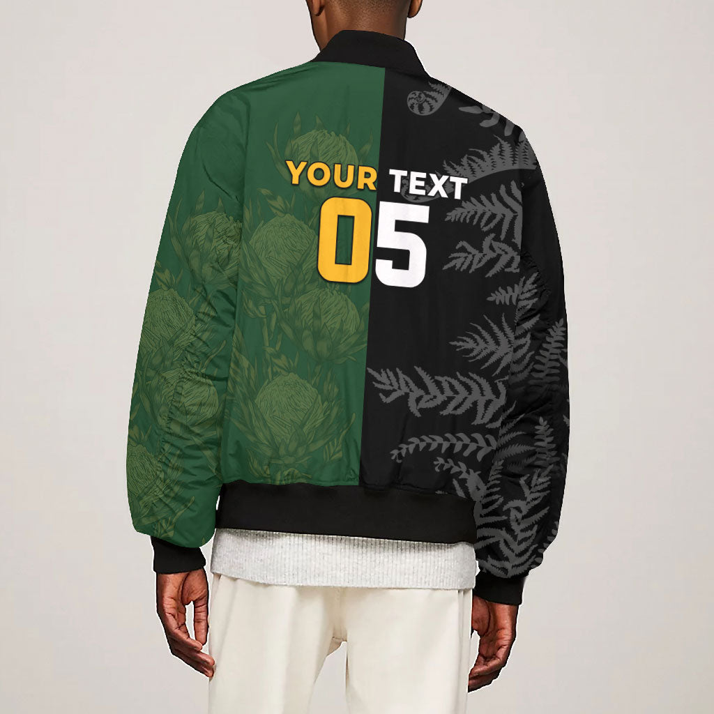 Custom South Africa And New Zealand Bomber Jacket Springboks And Kiwis Rugby Rivalry