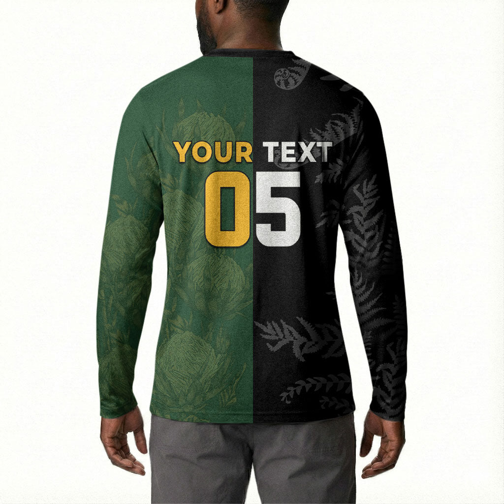 Custom South Africa And New Zealand Button Sweatshirt Springboks And Kiwis Rugby Rivalry