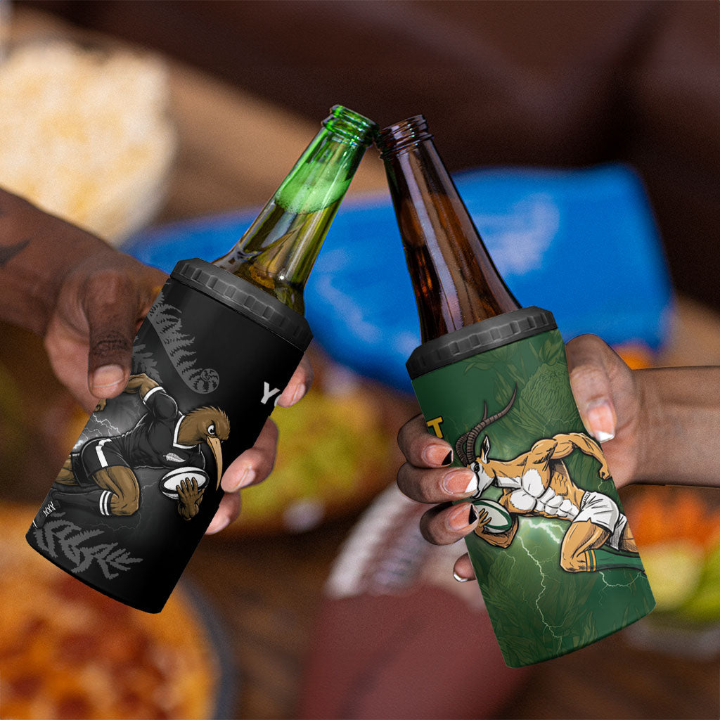 Custom South Africa And New Zealand 4 in 1 Can Cooler Tumbler Springboks And Kiwis Rugby Rivalry