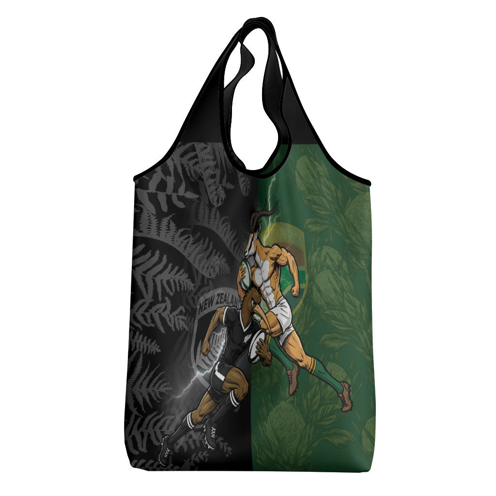 South Africa And New Zealand Grocery Bag Springboks And Kiwis Rugby Rivalry