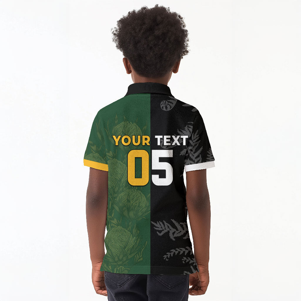 Custom South Africa And New Zealand Kid Polo Shirt Springboks And Kiwis Rugby Rivalry