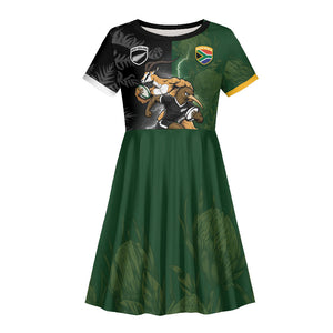 Custom South Africa And New Zealand Kid Short Sleeve Dress Springboks And Kiwis Rugby Rivalry