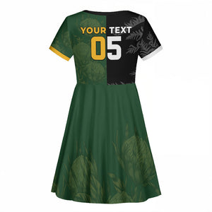 Custom South Africa And New Zealand Kid Short Sleeve Dress Springboks And Kiwis Rugby Rivalry