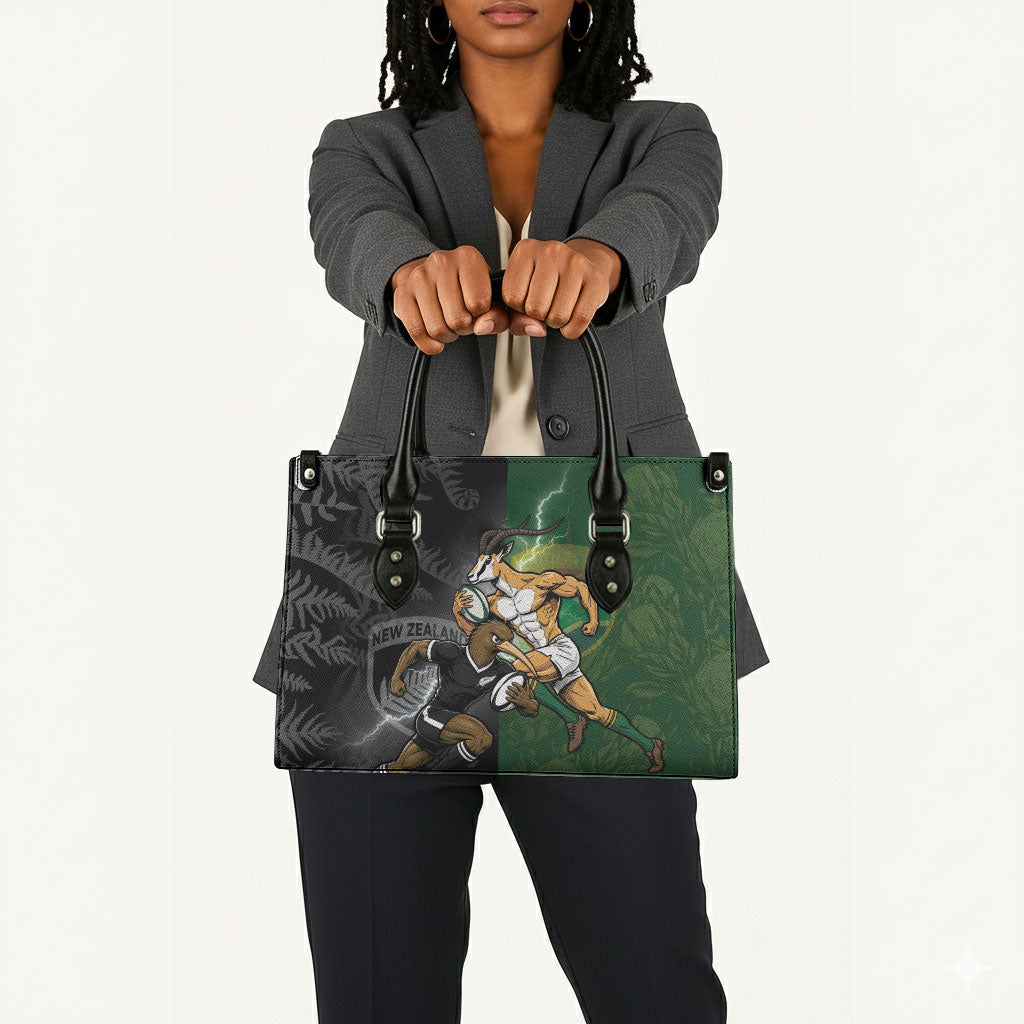 South Africa And New Zealand Leather Bag Springboks And Kiwis Rugby Rivalry