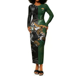 Custom South Africa And New Zealand Long Sleeve Bodycon Dress Springboks And Kiwis Rugby Rivalry