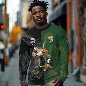 Custom South Africa And New Zealand Long Sleeve Shirt Springboks And Kiwis Rugby Rivalry