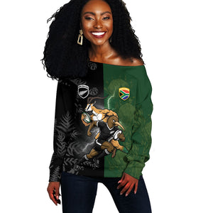 Custom South Africa And New Zealand Off Shoulder Sweater Springboks And Kiwis Rugby Rivalry