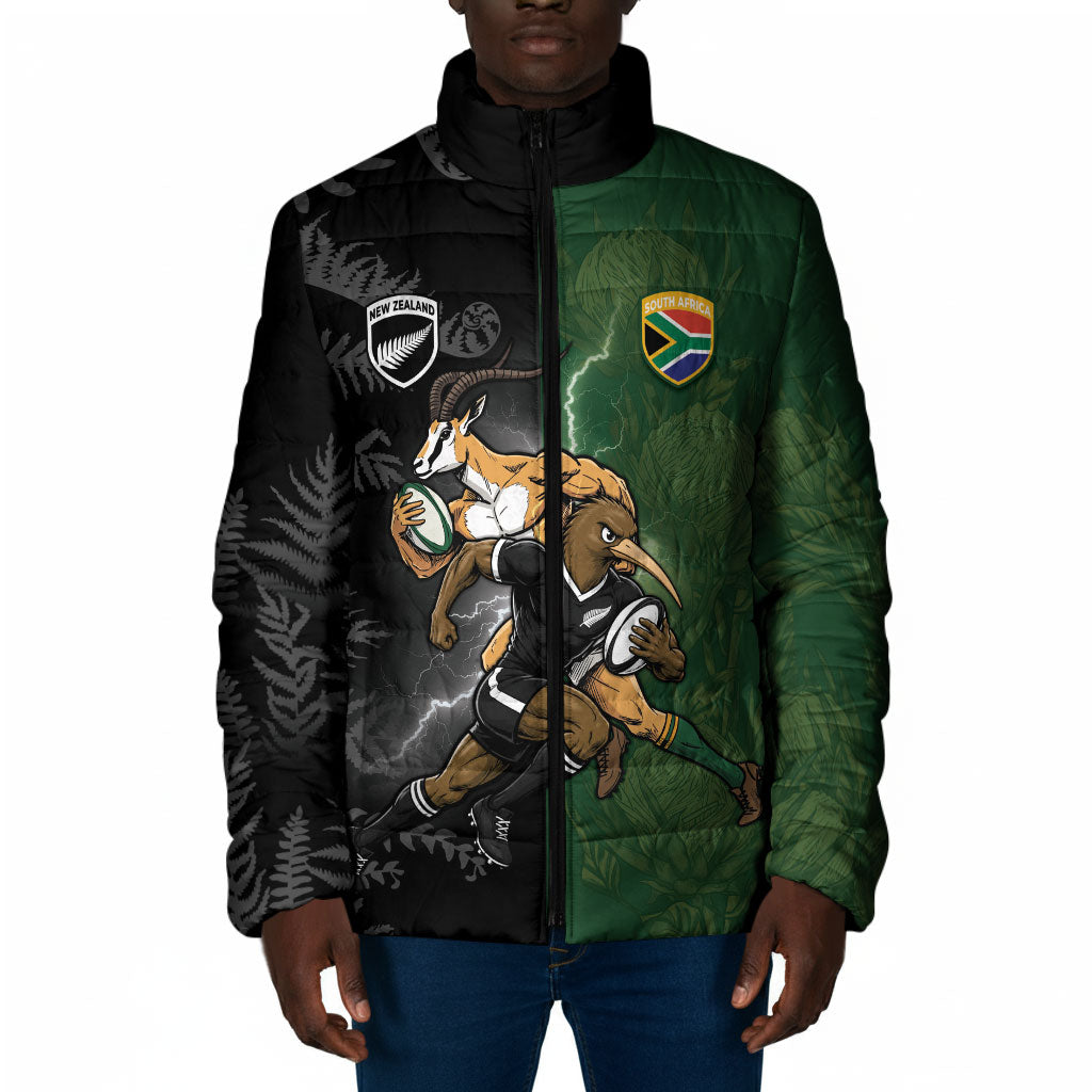 Custom South Africa And New Zealand Padded Jacket Springboks And Kiwis Rugby Rivalry