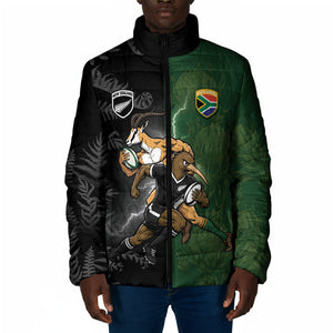 Custom South Africa And New Zealand Padded Jacket Springboks And Kiwis Rugby Rivalry