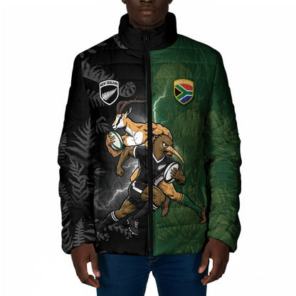 Custom South Africa And New Zealand Padded Jacket Springboks And Kiwis Rugby Rivalry