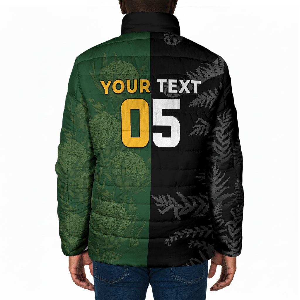 Custom South Africa And New Zealand Padded Jacket Springboks And Kiwis Rugby Rivalry