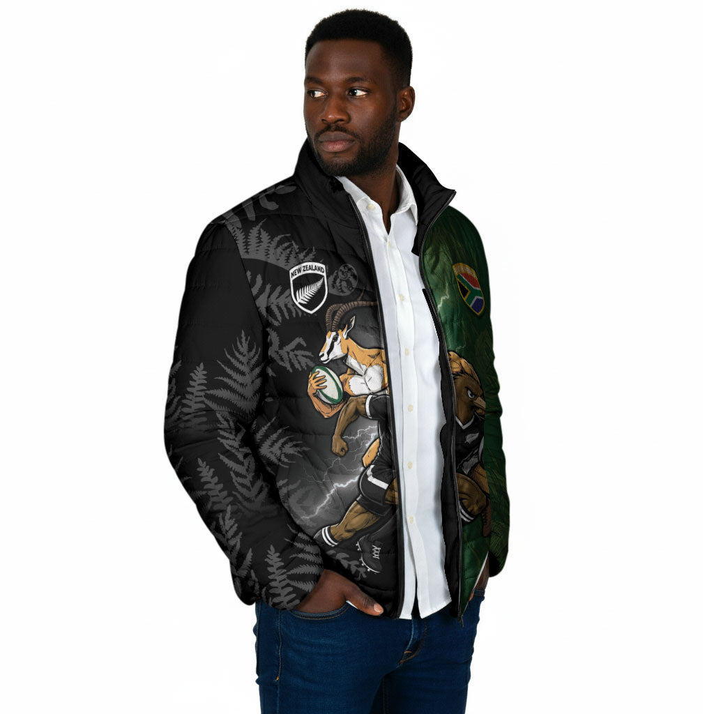 Custom South Africa And New Zealand Padded Jacket Springboks And Kiwis Rugby Rivalry
