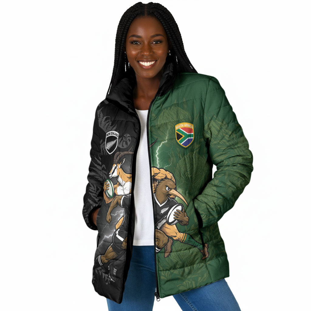 Custom South Africa And New Zealand Padded Jacket Springboks And Kiwis Rugby Rivalry