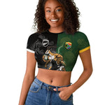 Custom South Africa And New Zealand Raglan Cropped T shirt Springboks And Kiwis Rugby Rivalry