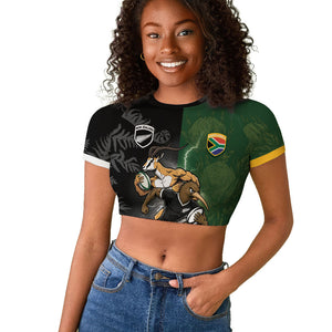 Custom South Africa And New Zealand Raglan Cropped T shirt Springboks And Kiwis Rugby Rivalry