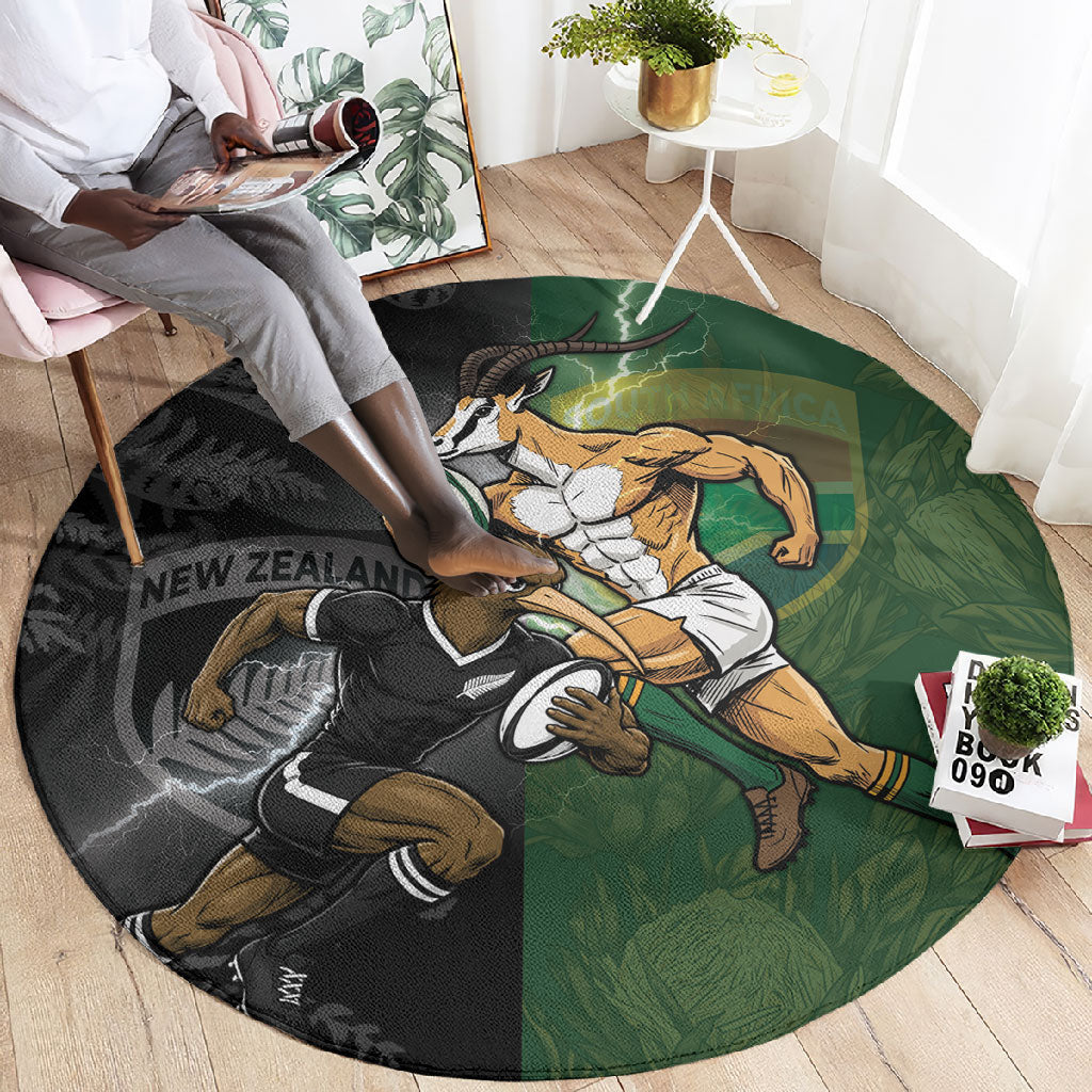 South Africa And New Zealand Round Carpet Springboks And Kiwis Rugby Rivalry