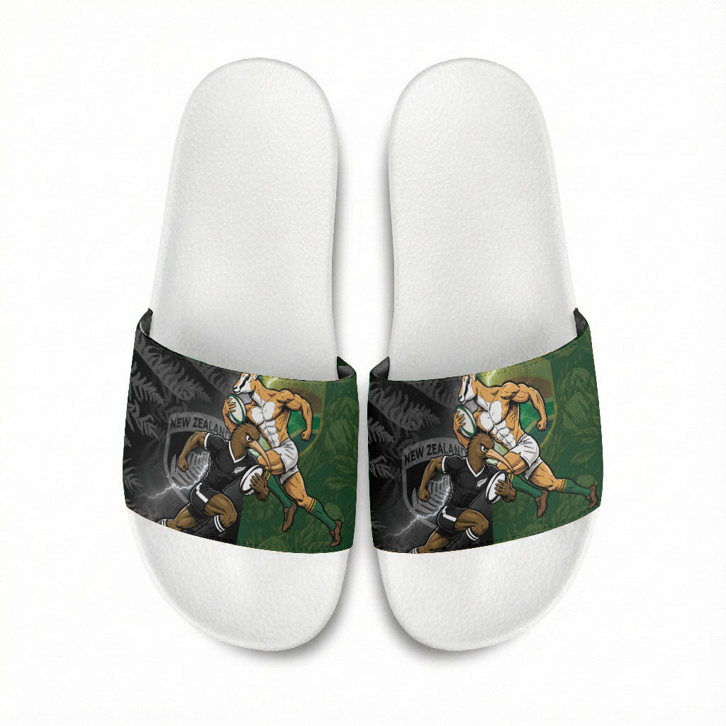 South Africa And New Zealand Slide Sandals Springboks And Kiwis Rugby Rivalry