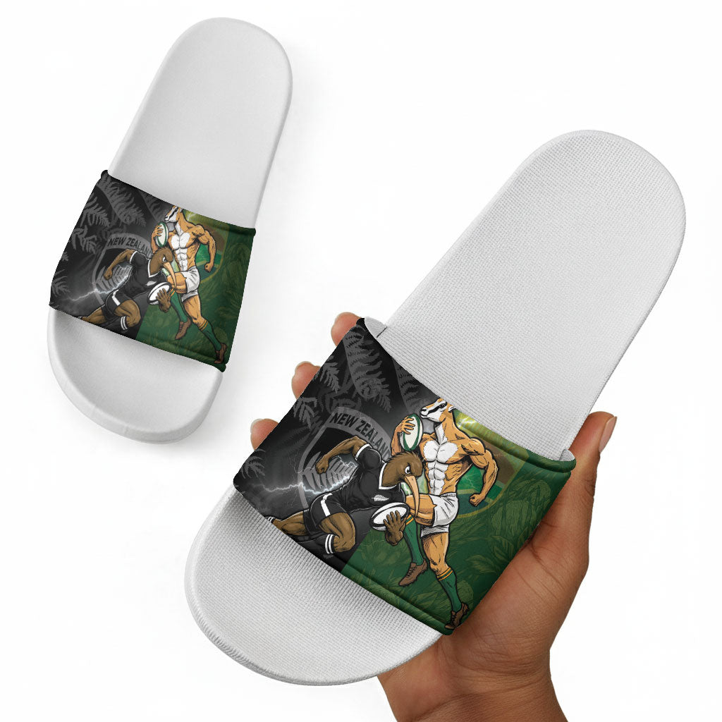 South Africa And New Zealand Slide Sandals Springboks And Kiwis Rugby Rivalry