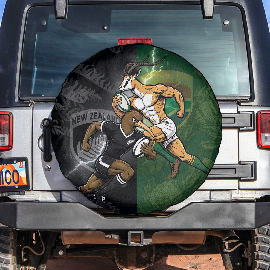 South Africa And New Zealand Spare Tire Cover Springboks And Kiwis Rugby Rivalry