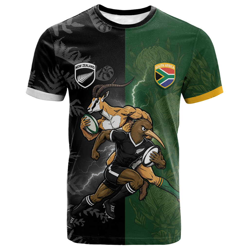 Custom South Africa And New Zealand T shirt Springboks And Kiwis Rugby Rivalry