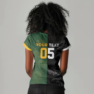 Custom South Africa And New Zealand Women V-Neck T-Shirt Springboks And Kiwis Rugby Rivalry