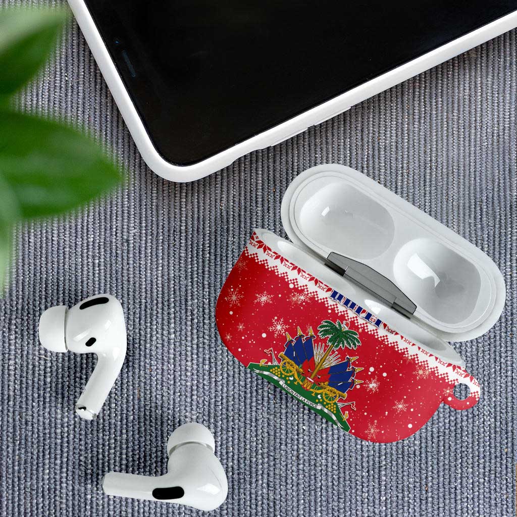 Afro Haiti Christmas AirPods Case Coat Of Arms Jwaye Nwel