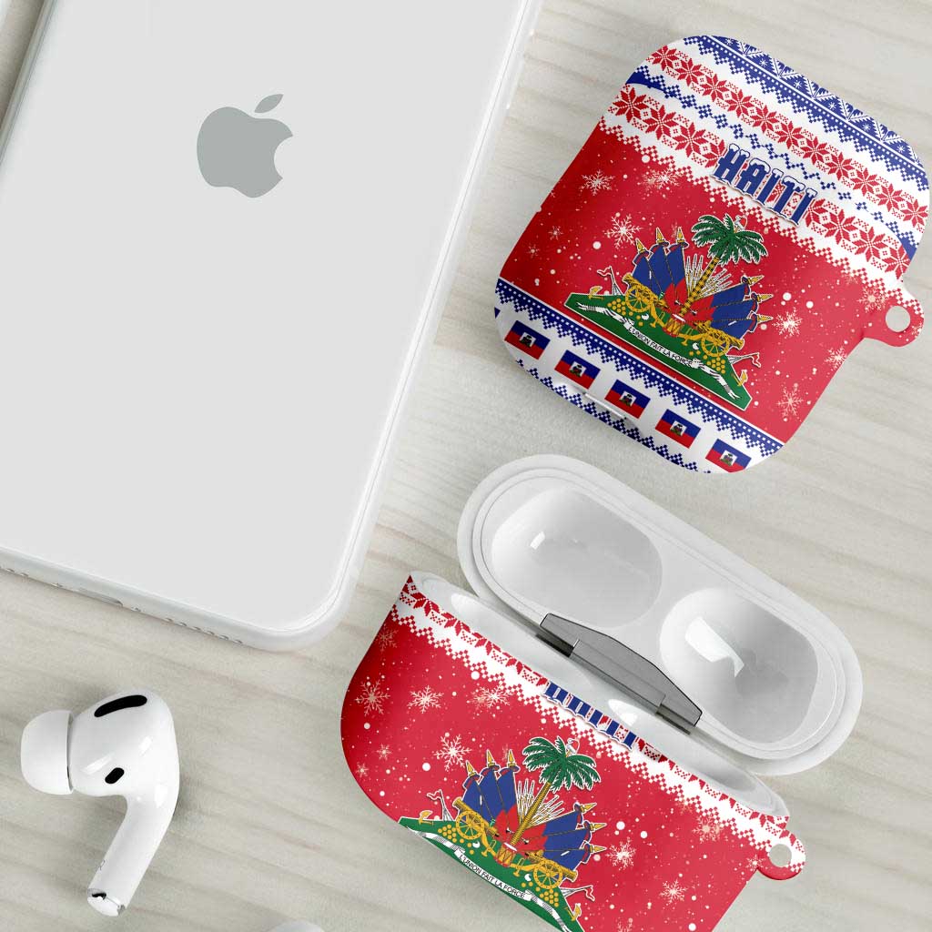 Afro Haiti Christmas AirPods Case Coat Of Arms Jwaye Nwel