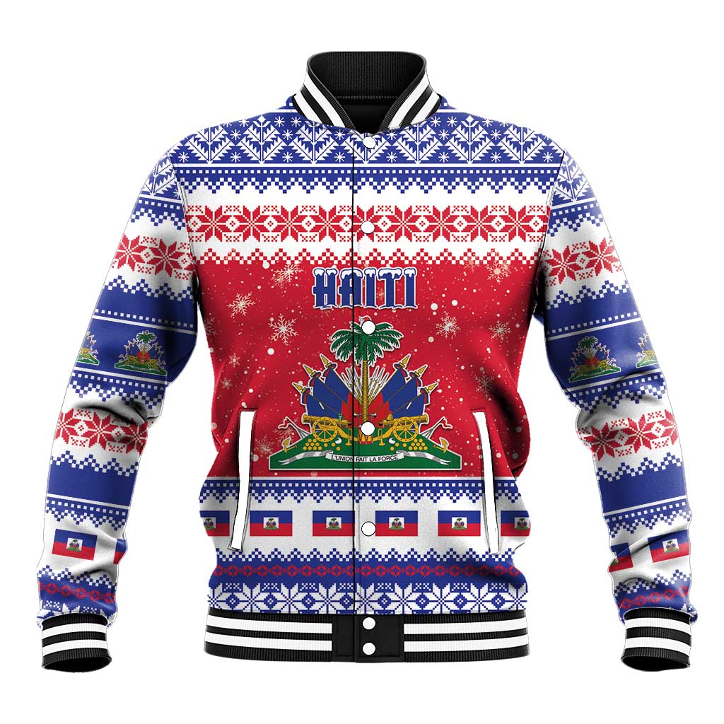 Afro Haiti Christmas Baseball Jacket Coat Of Arms Jwaye Nwel - African Pride