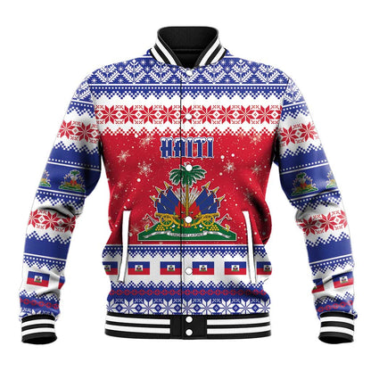 Afro Haiti Christmas Baseball Jacket Coat Of Arms Jwaye Nwel - African Pride