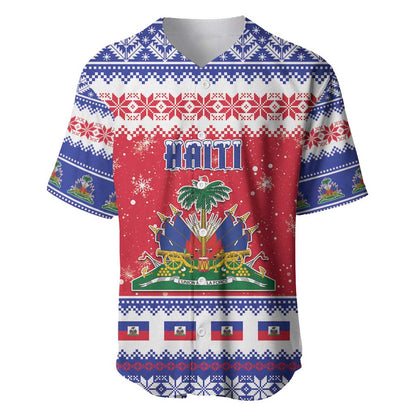 Afro Haiti Christmas Baseball Jersey Coat Of Arms Jwaye Nwel - African Pride