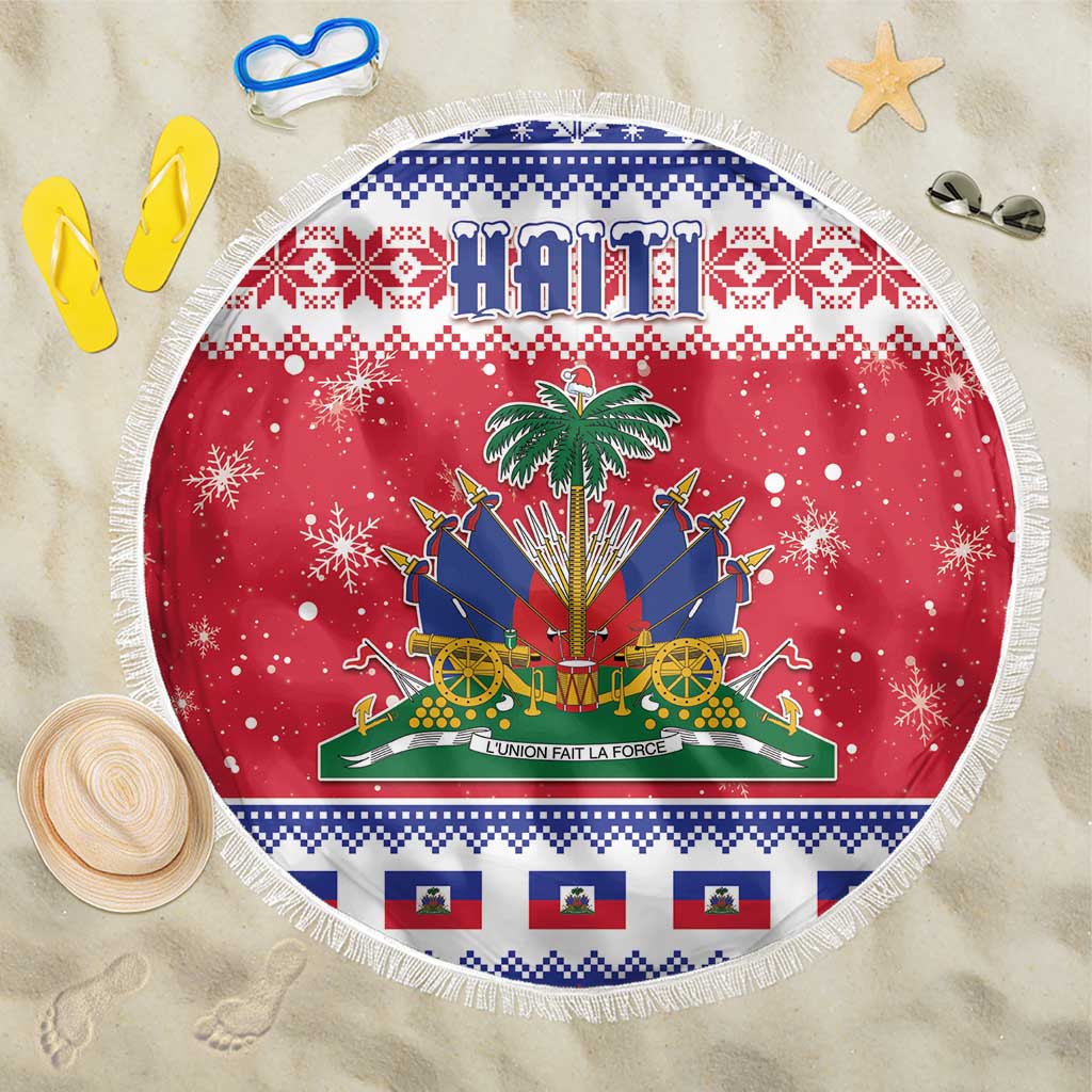 Afro Haiti Christmas Beach Blanket Coat Of Arms Jwaye Nwel - African Pride