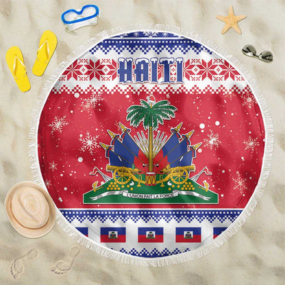 Afro Haiti Christmas Beach Blanket Coat Of Arms Jwaye Nwel - African Pride