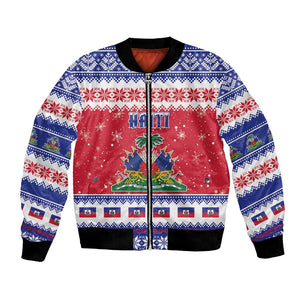 Afro Haiti Christmas Bomber Jacket Coat Of Arms Jwaye Nwel - African Pride